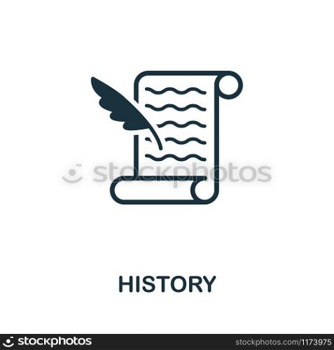 History icon vector illustration. Creative sign from education icons collection. Filled flat History icon for computer and mobile. Symbol, logo vector graphics.. History vector icon symbol. Creative sign from education icons collection. Filled flat History icon for computer and mobile
