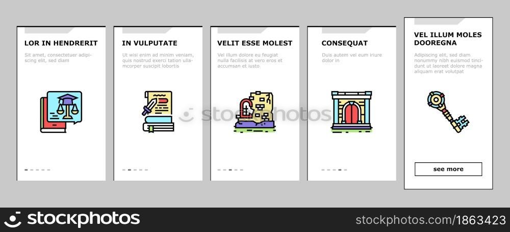 History Learn Educational Lesson Onboarding Mobile App Page Screen Vector. Environmental And Art, Political And Economic, Intellectual Science History, Ancient Ruins And Gate Researching Illustrations. History Learn Educational Lesson Onboarding Icons Set Vector