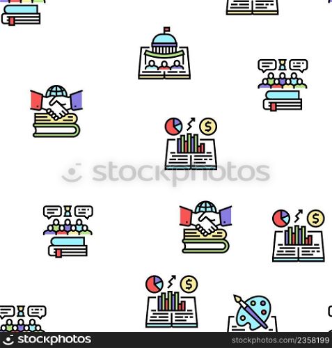History Learn Educational Lesson Vector Seamless Pattern Thin Line Illustration. History Learn Educational Lesson Vector Seamless Pattern