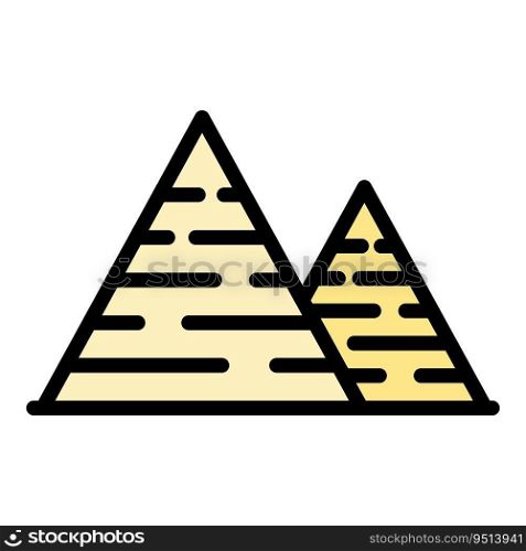 History pyramid icon outline vector. Ancient egypt. Cairo desert color flat. History pyramid icon vector flat
