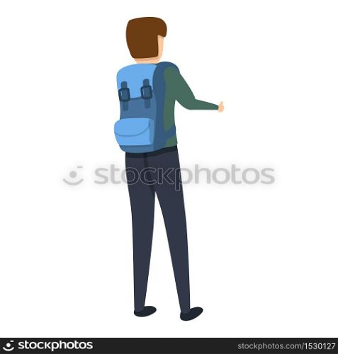 Hitchhiking catching icon. Cartoon of hitchhiking catching vector icon for web design isolated on white background. Hitchhiking catching icon, cartoon style