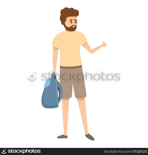 Hitchhiking icon. Cartoon of hitchhiking vector icon for web design isolated on white background. Hitchhiking icon, cartoon style