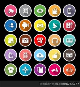 Hitechnology flat icons with long shadow, stock vector