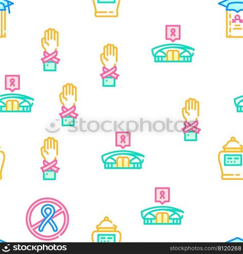 Hiv And Aids Disease Vector Seamless Pattern Color Line Illustration. Hiv And Aids Disease Vector Seamless Pattern