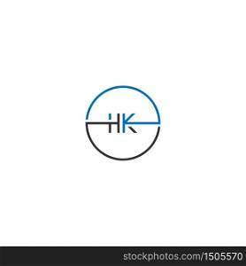 HK logo letter design concept in black and blue color