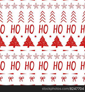 ho ho Christmas wrapping paper, seamless red Christmas pattern. ho ho Christmas wrapping paper, seamless red Christmas pattern.