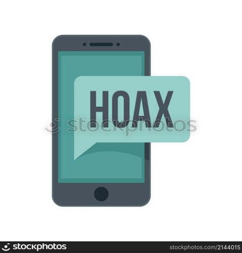 Hoax phone sms icon. Flat illustration of hoax phone sms vector icon isolated on white background. Hoax phone sms icon flat isolated vector
