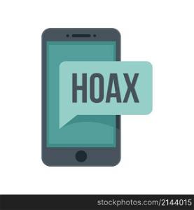Hoax phone sms icon. Flat illustration of hoax phone sms vector icon isolated on white background. Hoax phone sms icon flat isolated vector