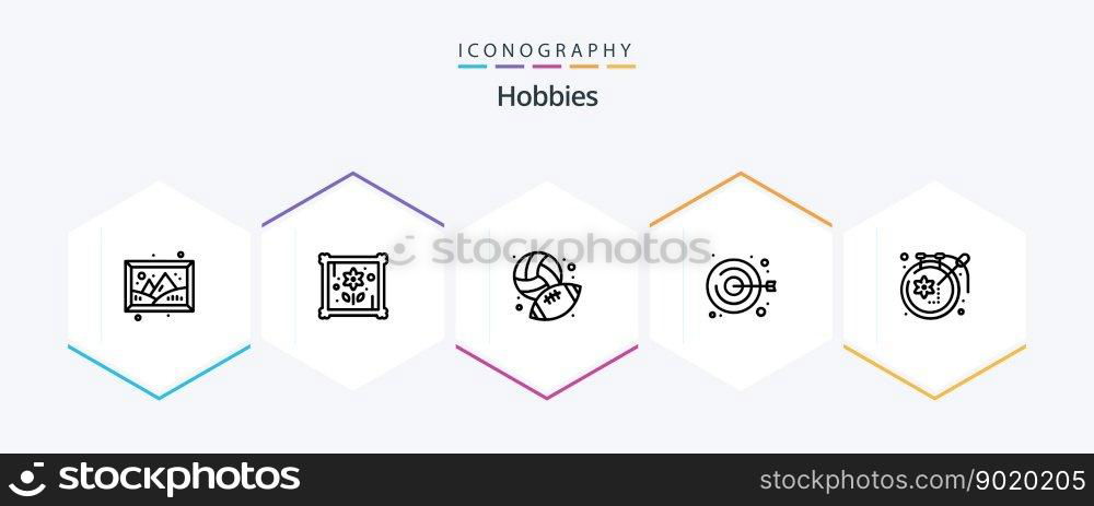 Hobbies 25 Line icon pack including design. art. baseball. handicraft. embroidery