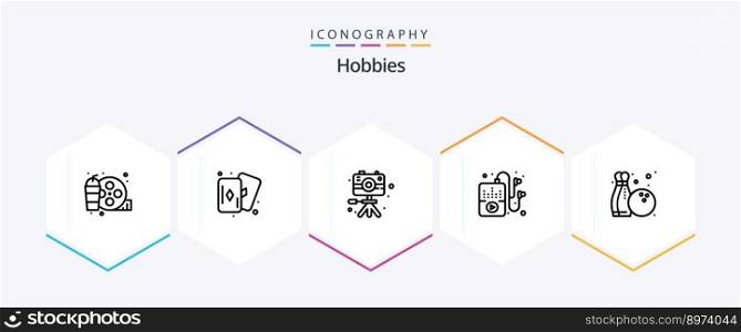 Hobbies 25 Line icon pack including . hobbies. image. bowling. hobby