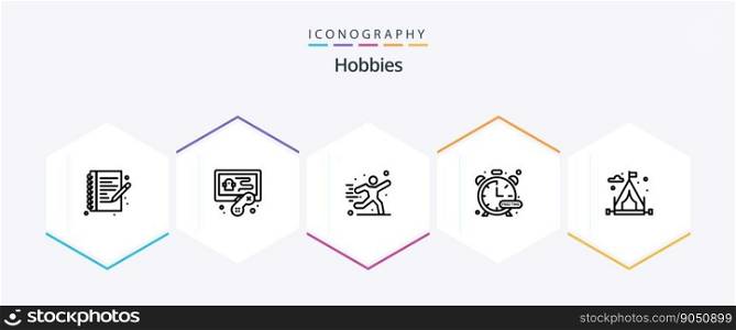 Hobbies 25 Line icon pack including hobby. c&ing. hobby. watch. hobbies