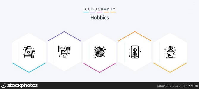Hobbies 25 Line icon pack including hobby. plant. ball. hobby. mp audio