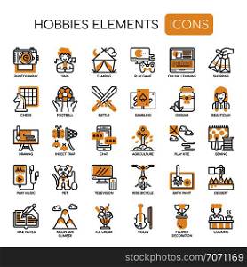 Hobbies Elements , Thin Line and Pixel Perfect Icons