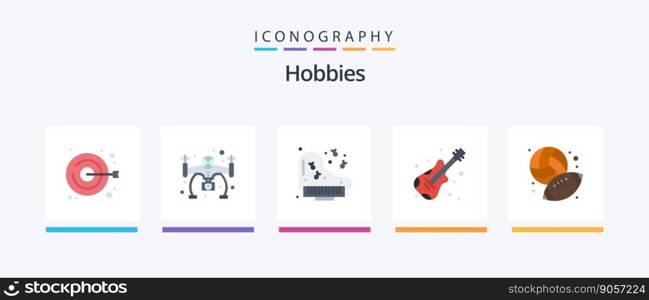 Hobbies Flat 5 Icon Pack Including . hobbies. instrument. baseball. music. Creative Icons Design