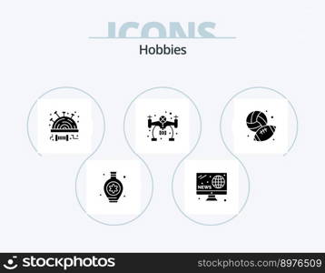 Hobbies Glyph Icon Pack 5 Icon Design. hobby. baseball. pincushion. football. hobby