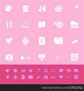 Hobby color icons on pink background, stock vector