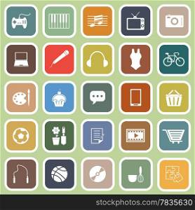 Hobby flat icons on green background, stock vector