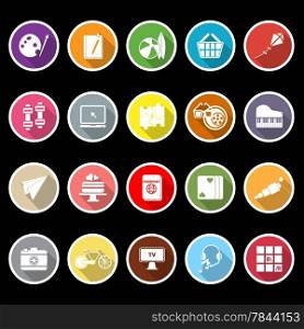 Hobby icons with long shadow, stock vector