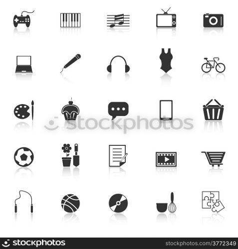 Hobby icons with reflect on white background, stock vector