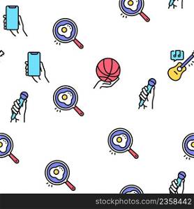 Hobby Leisure Time Vector Seamless Pattern Thin Line Illustration. Hobby Leisure Time Vector Seamless Pattern