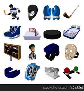 Hockey cartoon icons set for web and mobile devices. Hockey cartoon icons set