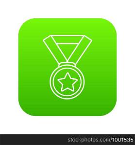 Hockey champion medal icon green vector isolated on white background. Hockey champion medal icon green vector