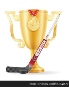 hockey cup winner gold stock vector illustration isolated on white background