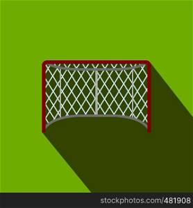 Hockey gates flat icon. Illustration of goal with shadow on green background. Hockey gates flat icon