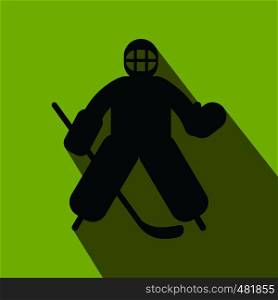 Hockey goalkeeper flat icon for web, mobile and infographics. Colored symbol with shadow . Hockey goalkeeper flat icon
