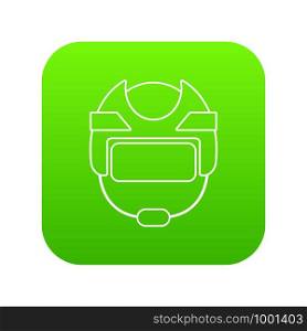 Hockey helmet icon green vector isolated on white background. Hockey helmet icon green vector