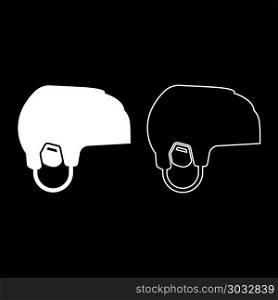Hockey helmet icon set white color vector illustration flat style simple image outline