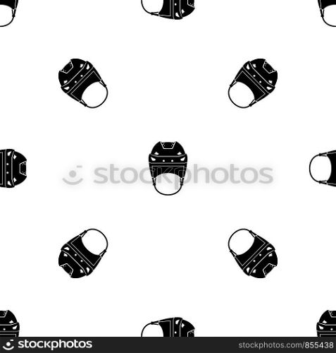 Hockey helmet pattern repeat seamless in black color for any design. Vector geometric illustration. Hockey helmet pattern seamless black