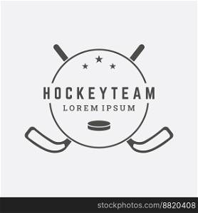 Hockey ice sport badge with hockey ball and stick.For club , tournament ,emblem ,ch&ionship and business.