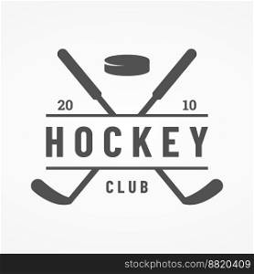 Hockey ice sport badge with hockey ball and stick.For club , tournament ,emblem ,championship and business.