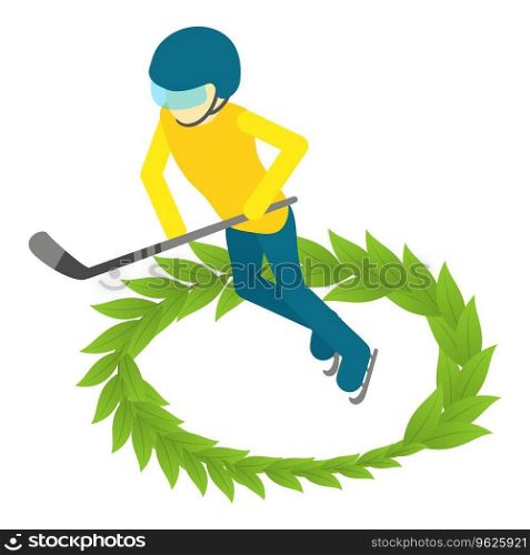 Hockey icon isometric vector. Hockey player with stick during hockey game icon. Winter sport concept. Hockey icon isometric vector. Hockey player with stick during hockey game icon