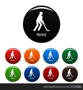 Hockey icon. Simple illustration of hockey vector icons set color isolated on white. Hockey icons set color vector