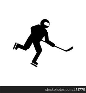 Hockey player black simple icon for web, mobile and infographics. Hockey player black simple icon
