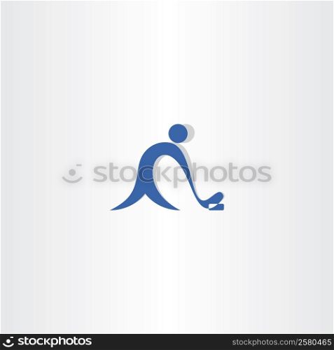 hockey player vector logo blue icon design