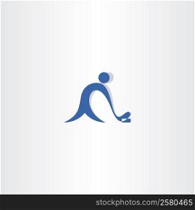 hockey player vector logo blue icon design