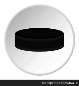 Hockey puck icon in flat circle isolated vector illustration for web. Hockey puck icon circle
