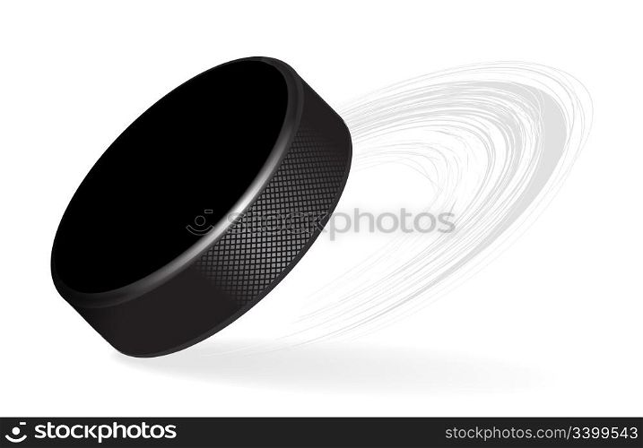 Hockey Puck with rubber texture Isolated on White Background. Vector