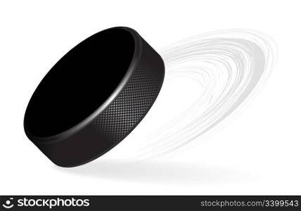 Hockey Puck with rubber texture Isolated on White Background. Vector