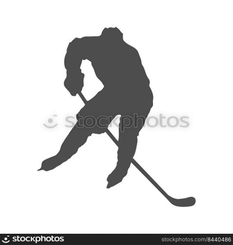 Hockey. Silhouette of a hockey player with a stick. Vector illustration for websites, applications and creative design. Flat style