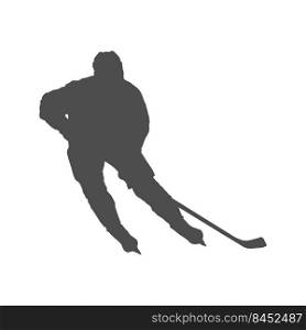 Hockey. Silhouette of a hockey player with a stick. Vector illustration for websites, applications and creative design. Flat style