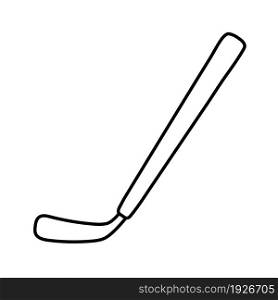 Hockey stick. Sport equipment line sketch. Hand drawn doodle outline icon. Vector black and white freehand fitness illustration