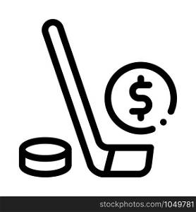 Hockey Stick with Puck Betting And Gambling Icon Vector Thin Line. Contour Illustration. Hockey Stick with Puck Betting And Gambling Icon Vector Illustration