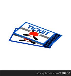 Hockey tickets isometric 3d icon. 2 tickets for ice hockey on a white background. hockey tickets isometric 3d icon