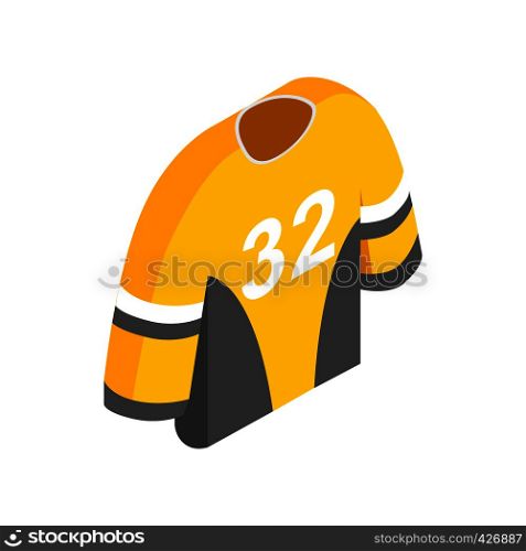 Hockey uniform isometric 3d icon. Yellow hockey shirt with number 32 . Hockey uniform isometric 3d icon