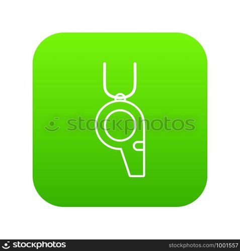 Hockey whistle icon green vector isolated on white background. Hockey whistle icon green vector