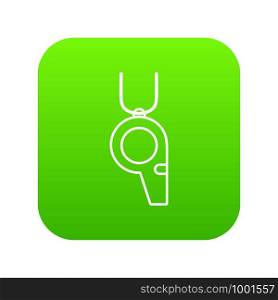 Hockey whistle icon green vector isolated on white background. Hockey whistle icon green vector